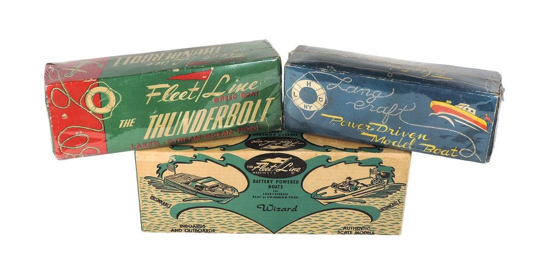 Toy Boat Boxes (3), The Fleet Line Speed Boat, The Thunderbolt, Distributed (1 of 1)