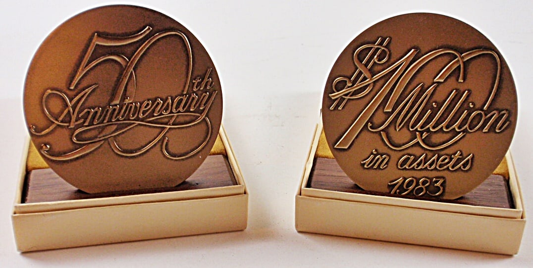 Two John Deere Credit Union Medallions (1 of 2)