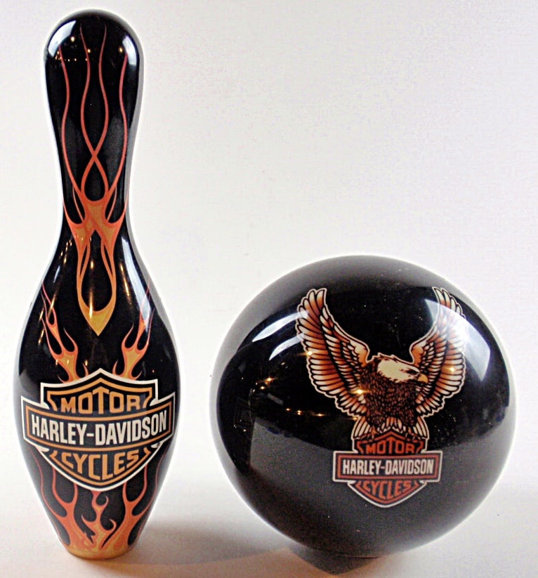 A Harley Davidson Bowling Ball & Pin (1 of 2)