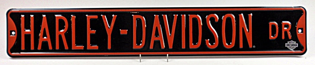 A Harley Davidson Dr Street Sign: Embossed Steel, Near Mint-unused cond, 36"L.