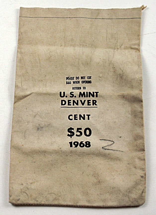A U.S. Mint $50 Cent Bag: For the Denver Mint, 1968, Exc cond, 17" x 11".
