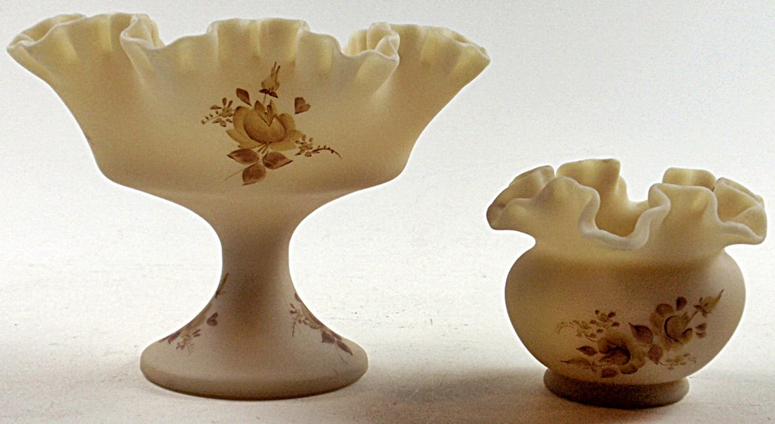 2 pc Artist Decorated Fenton Art Glass (1 of 4)