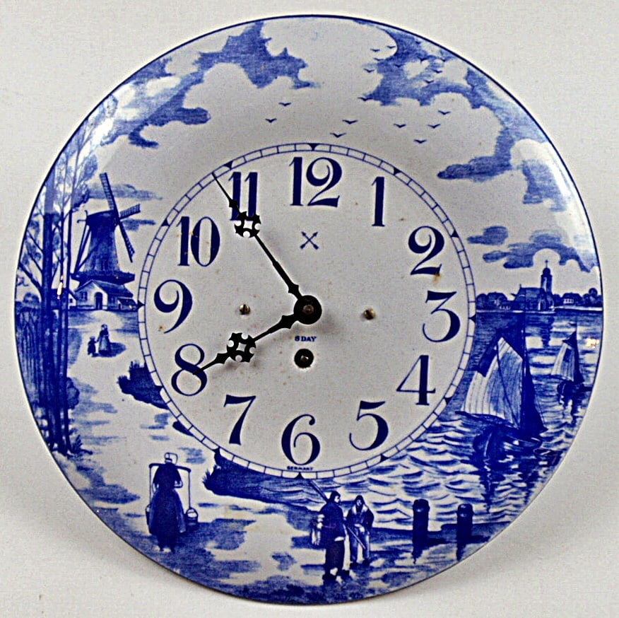A Blue & White Delft Enameled Wall Clock, (1 of 2)