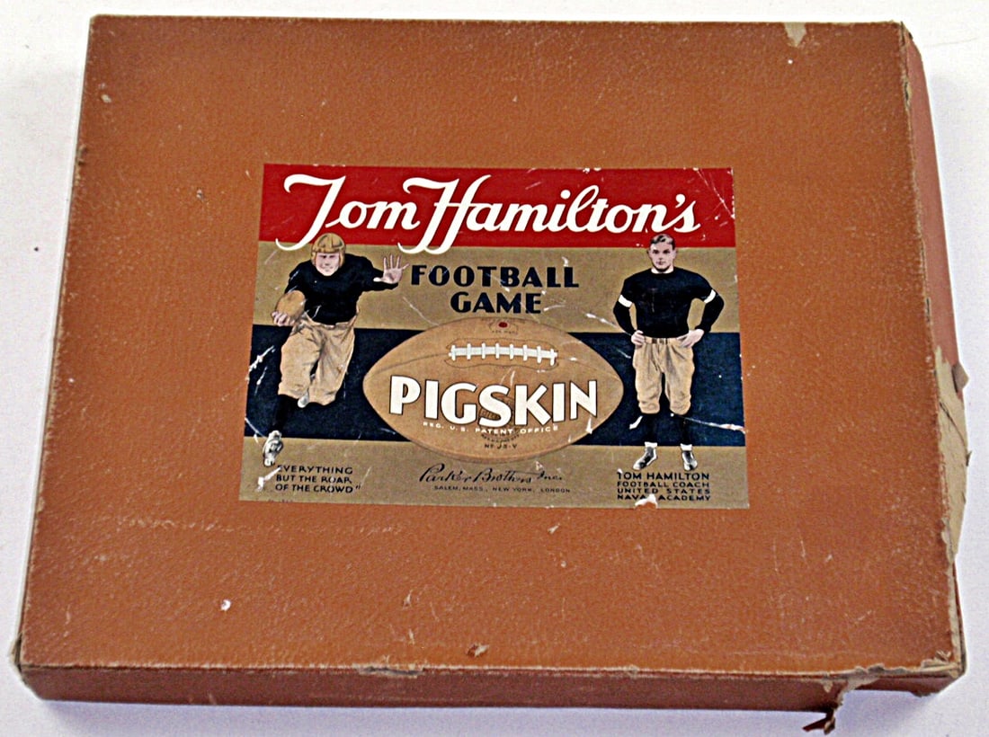 A Tom Hamilton's Football Game: Mfg by Parker Bros. Appears complete w/box wear, 13"H x 16"D.