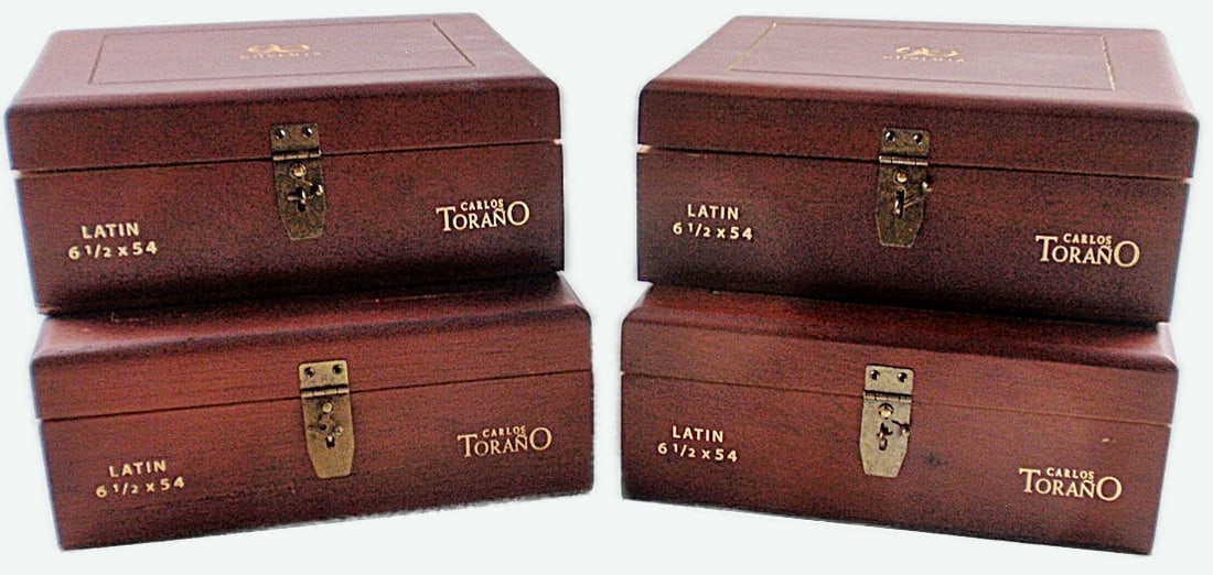 4 Carlos Torano Cigar Boxes: Exc ond. Largest 9.5"L