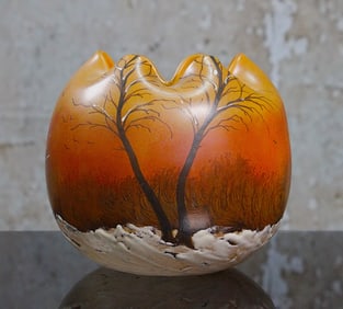 A Legras Winter Scene French Art Glass Vase