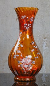 A Large Bohemian Enameled Art Glass Vase