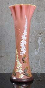 A Victorian Czech Enameled Art Glass Vase