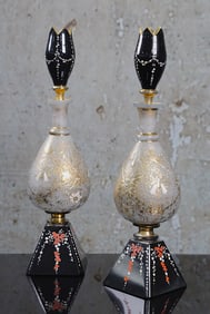 A Pair Of Aesthetic Opaline Art Glass Bottle Vases