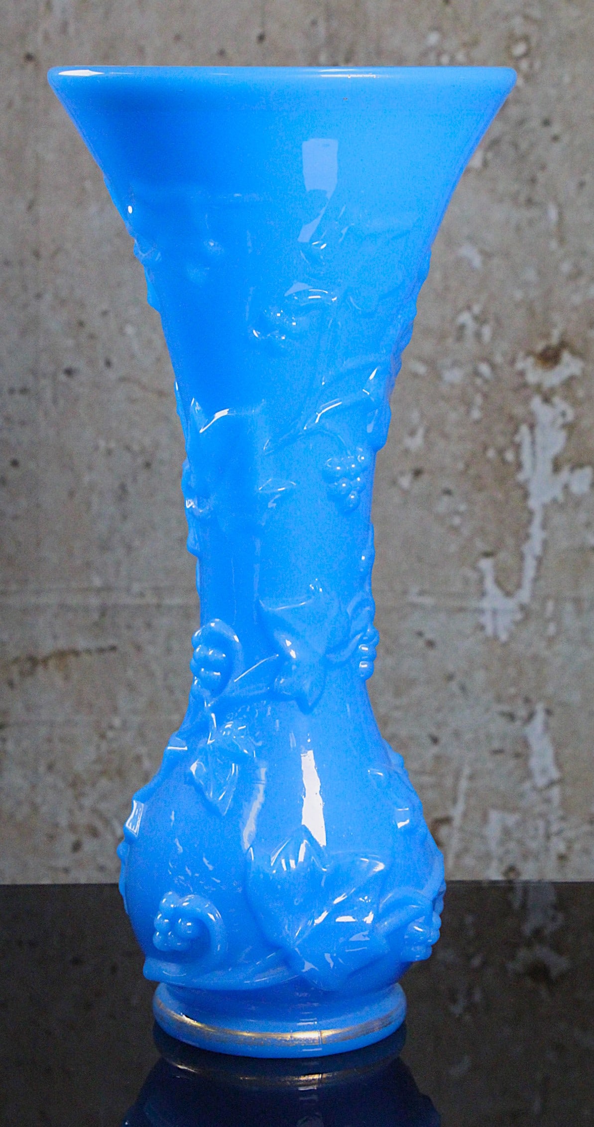 A Large Baccarat French Art Glass Vase: Exc cond, some wear to original gilt at base. 13.5"T.