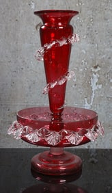A Victorian Cranberry Glass Centerpiece Epergne