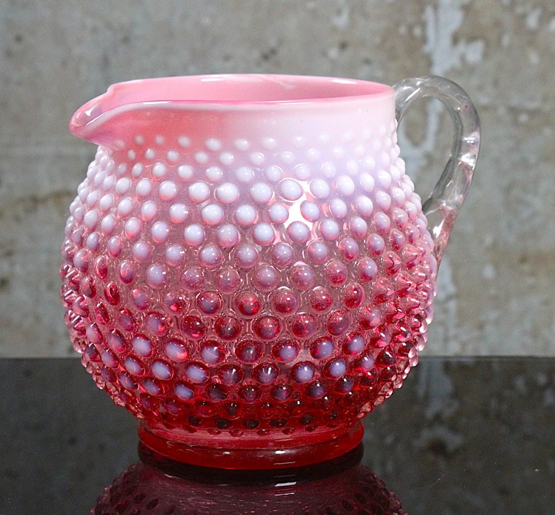 A Fenton Opalescent Hobnail Pitcher: Exc. cond. 5.5"H.