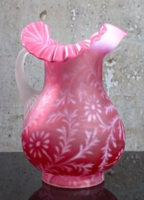 A Fenton Opalescent Daisy & Fern Pitcher