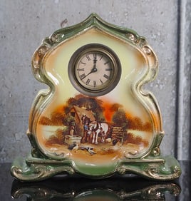 A Victorian Royal Bonn Style Porcelain Mantle Clock