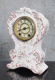 A Victorian Royal Bonn Style Porcelain Mantle Clock