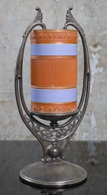 A Victorian Glazed Redware Vase In Stand