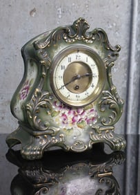 A Royal Bonn Porcelain Mantle Clock