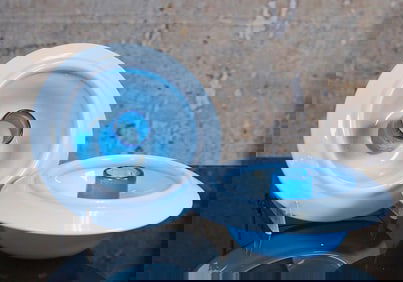 A Pair Of Blue Opaline Candle Holders