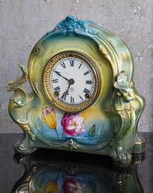 A Victorian Royal Bonn  Porcelain Mantle Clock