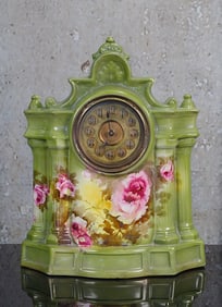 A Victorian Royal Bonn Style Porcelain Mantle Clock