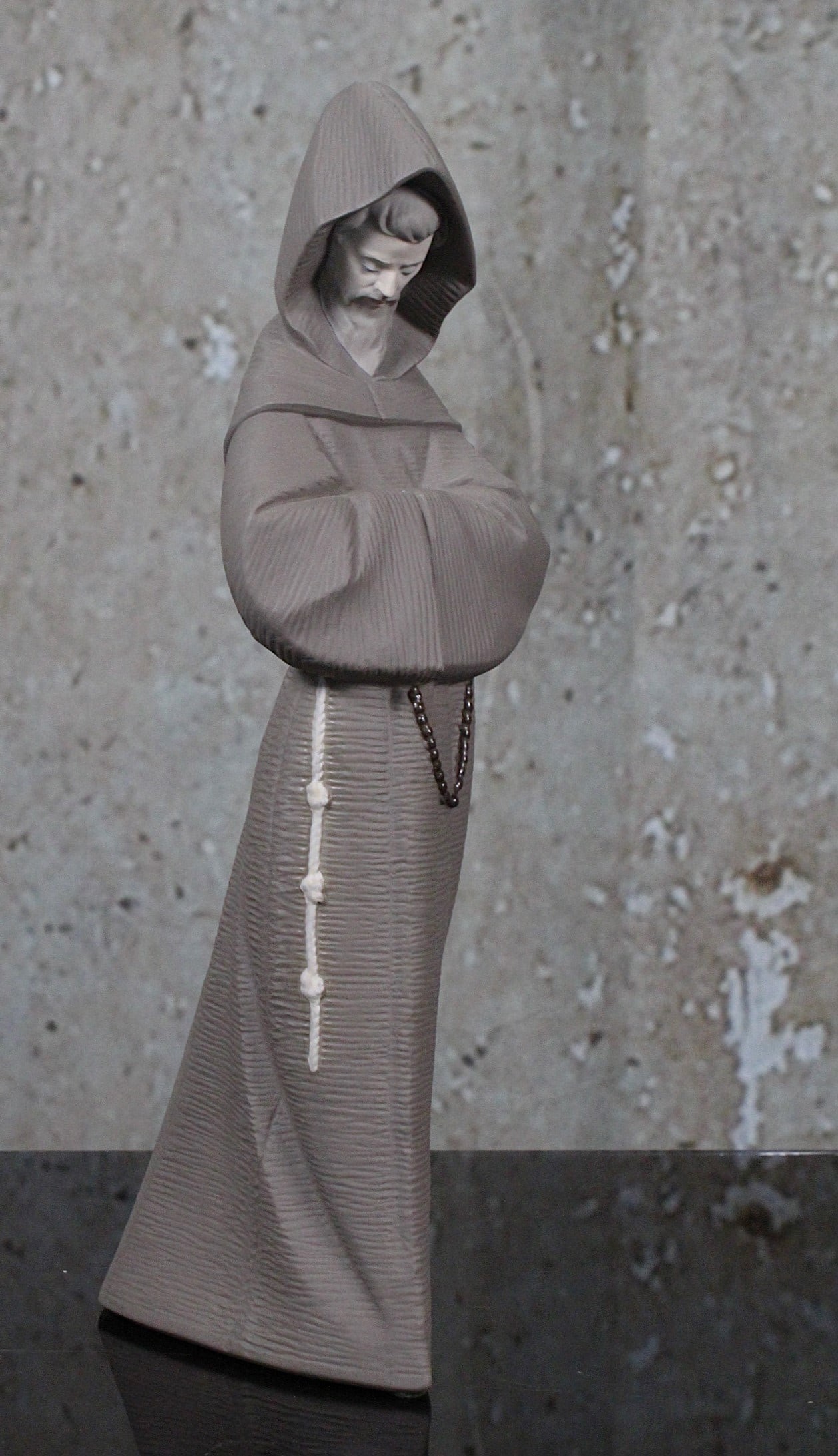 A Lladro Porcelain Figure "Franciscan Monk": #2060 in gray matte, artist signed and dated 7/14/92, Exc cond, w/o box, 13.5"H.