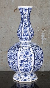 A Large Delft Blue & White Ceramic Vase