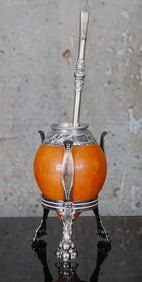 An Alpaca Mate Tea Gourd & Tea Straw