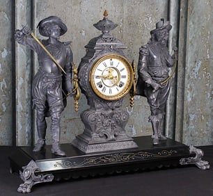 A Spectacular Ansonia Double Figure Mantle Clock