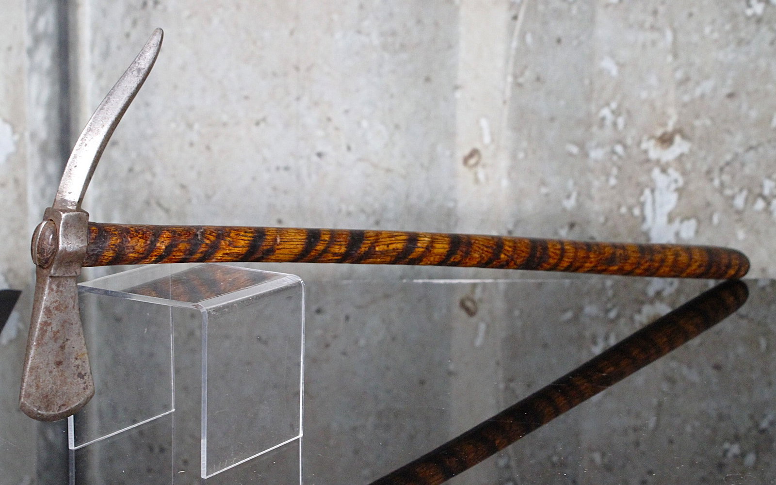 A Revolutionary War Style Spiked Tomahawk: Cast Iron on wood handle, likely 20th century, VG+ cond, 23.5"L.