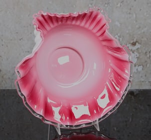 A Victorian Cranberry Shaded Brides Bowl