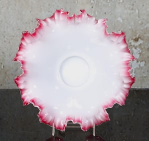 A Victorian Cranberry Shaded Brides Bowl