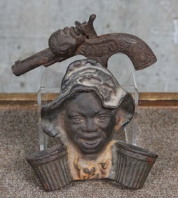 2 Pc Black Americana Cast Iron Novelties