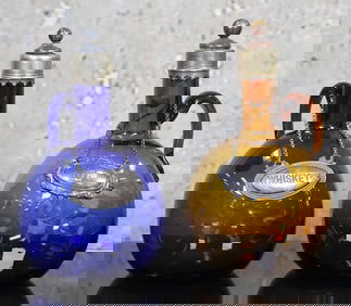 2 Early 19th Century Blown Glass Flagons