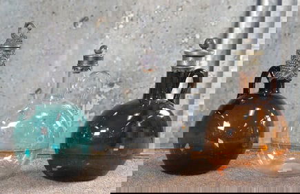 3 Early 19th Century Blown Glass Flagons