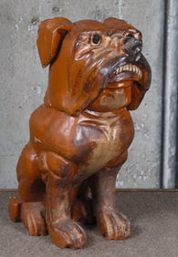 An Interesting Folk Art Carved Wood Bull Dog