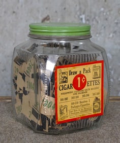 A 1 Cent Cigarette Lottery Jar
