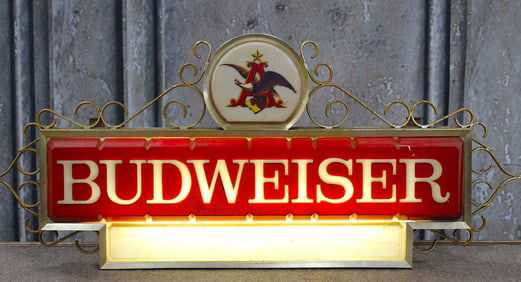A Budweiser Lighted Advertising Sign