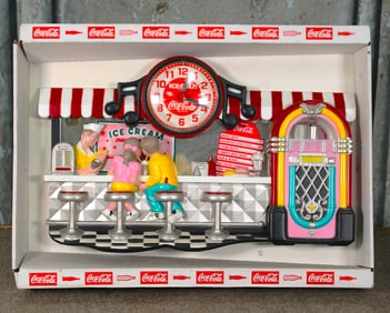 A Coca-Cola Nostalgic Soda Fountain Wall Clock