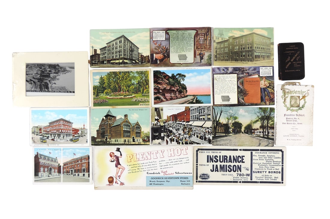 Burlington, Iowa Historical Collectibles (6), 11 postcards featuring varies locations & buildings...: Burlington, Iowa Historical Collectibles (6), 11 postcards featuring varies locations & buildings of Burlington, Iowa, 3 are posted w/George Washington 1Â¢ Stamp, 1 is posted w/United Sates