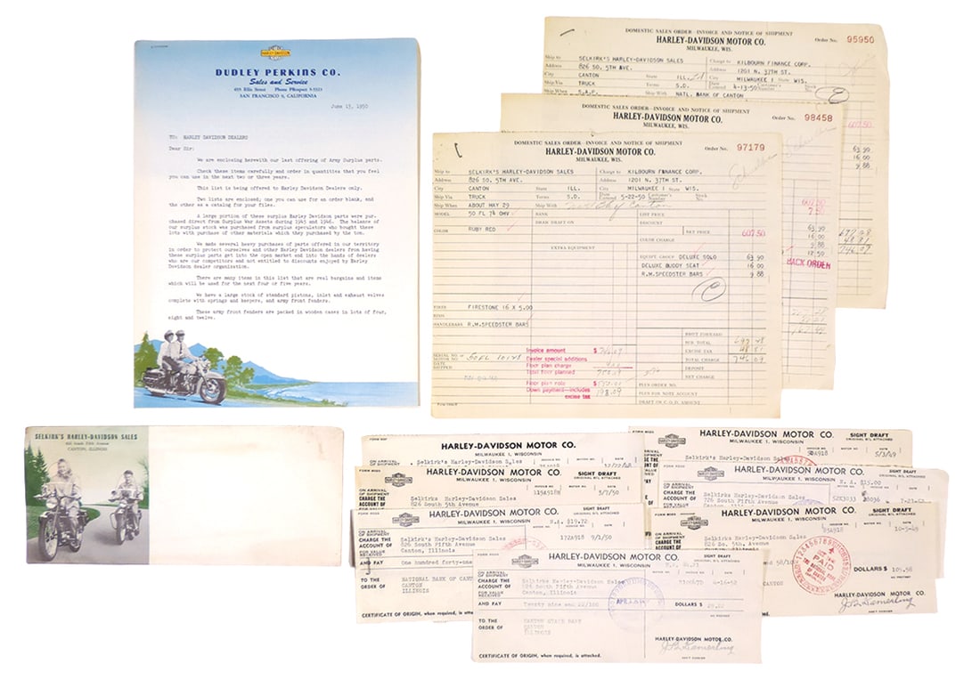 Harley-Davidson Paper (12 pcs), all from Selkirk's Harley-Davidson Sales-Canton, IL from 1948-1952: (1 of 1)