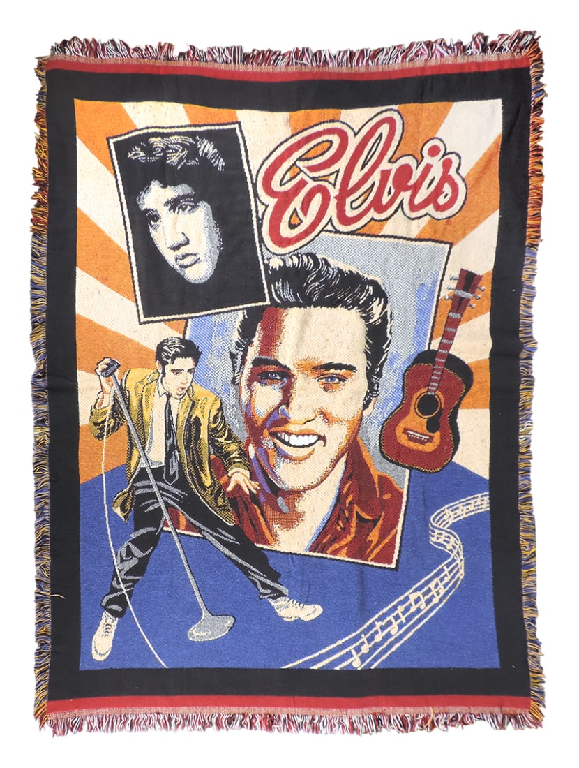 Elvis Presley Throw Blanket, thicker material w/multi colors, Exc cond w/age related wear, 72 x 4... (1 of 1)