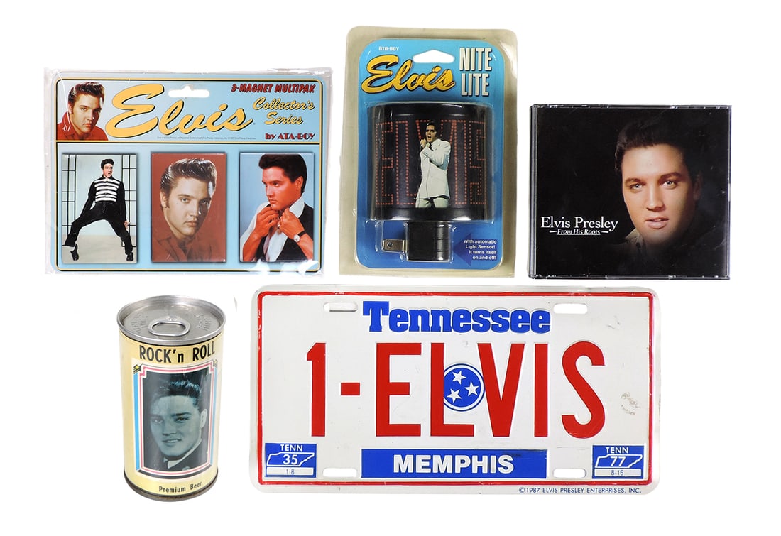 Elvis Presley Collectibles (3), Tennessee 1-Elvis license plate, Â©1987, 3-Magent Multipac (1 of 1)