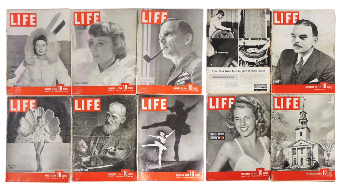 LIFE Magazines-1944 (10), Includes January 3/Alaska Holiday, January 24/Margaret Sullivan, Januar... (1 of 1)