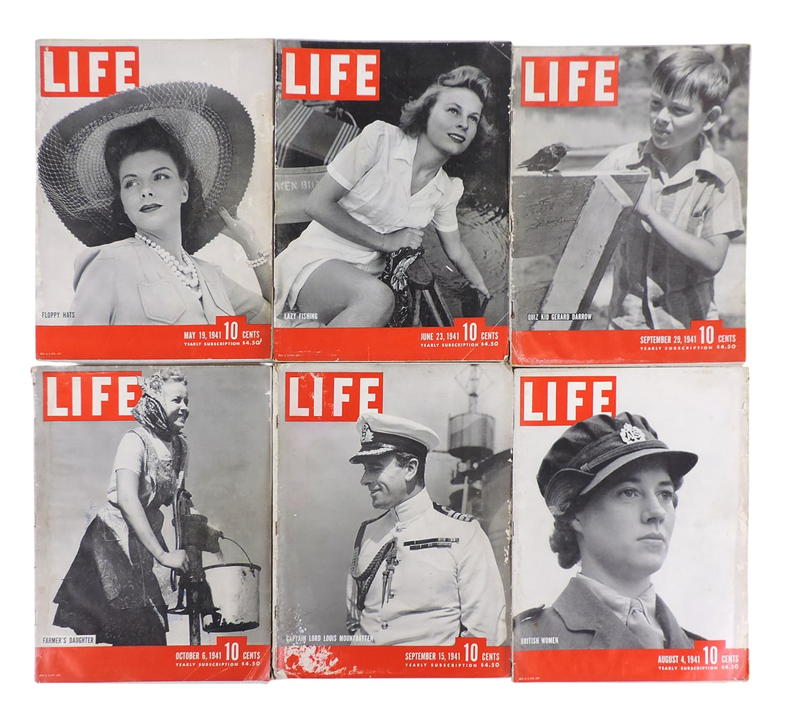 LIFE Magazines-1941 (12), Includes May 19/Floppy Hats, June 23/Lazy Fishing, June 16/British Sailor (1 of 2)