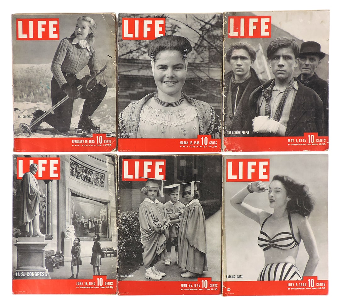 LIFE Magazines-1945 (11), Includes February19/Ski Clothes, March 19/Dutch Girl, May 7/The German ... (1 of 2)