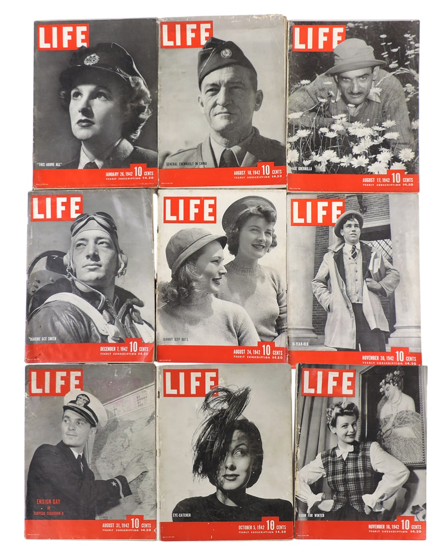 LIFE Magazines-1942 (9), Includes January 26/"This Above All," August 31/Ensign Gay Of Torpedo Sq... (1 of 1)