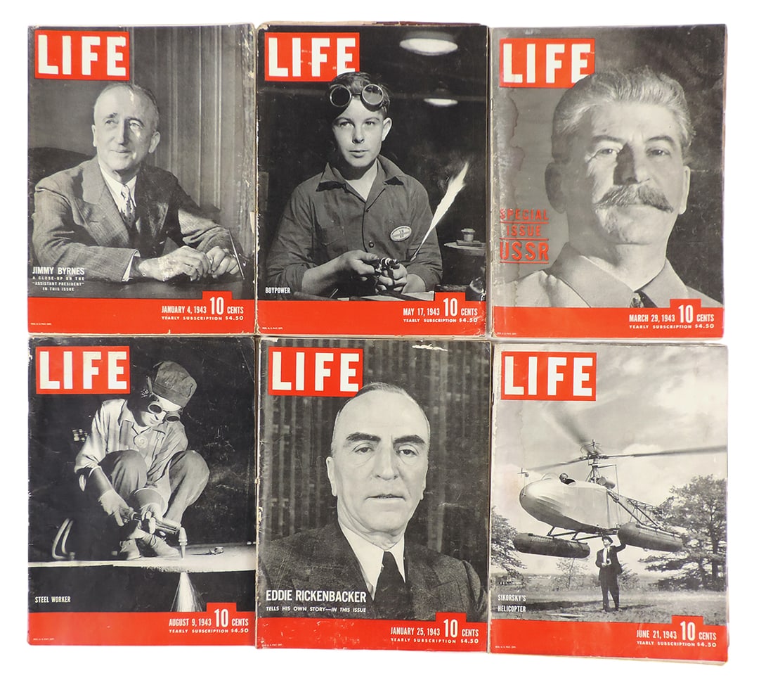 LIFE Magazines-1943 (16), Includes January 11/Kids' Uniforms, January 25/Eddie Rickenbacker-Tells... (1 of 3)