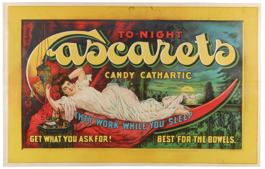 Advertising sign, Cascarets Candy Cathartic, "They Work