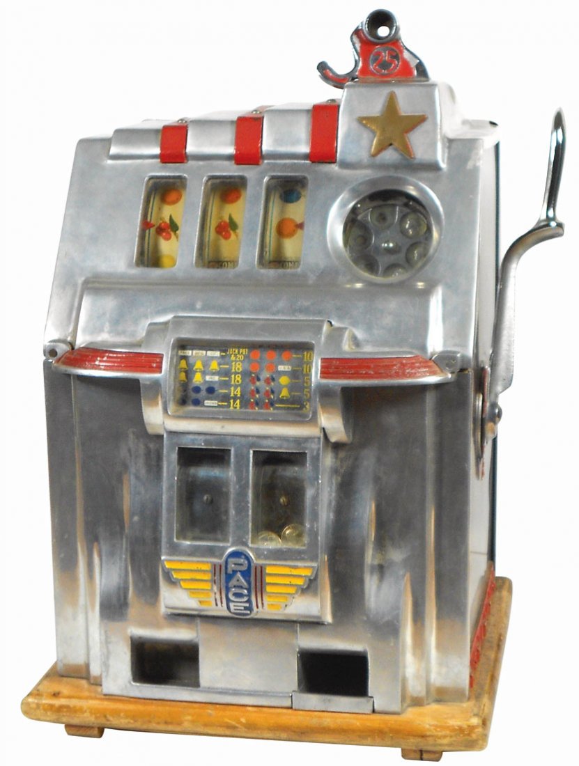 Coinoperated slot machine, Pace Comet, 25 Cent, chrome May 04, 2013