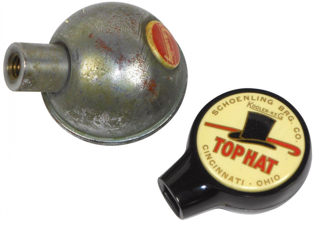 Breweriana (2), tapper knobs from Schoenling Brewing Co: Breweriana (2), tapper knobs from Schoenling Brewing Co.-Cinc, VG & Exc cond, 2.25"-2.5"H.